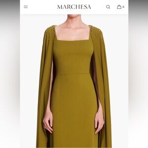 Marchesa Notte Embellished Cape Gown